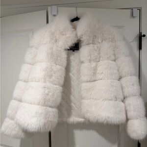 Luxurious White Faux Fur Jacket